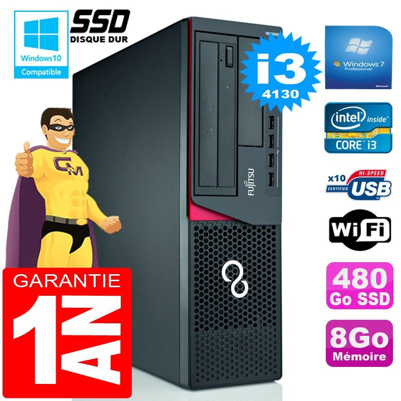 Fujitsu Esprimo E720 E85+ SFF Core i3-4130 8GB RAM 480GB SSD Wifi Windows 7
