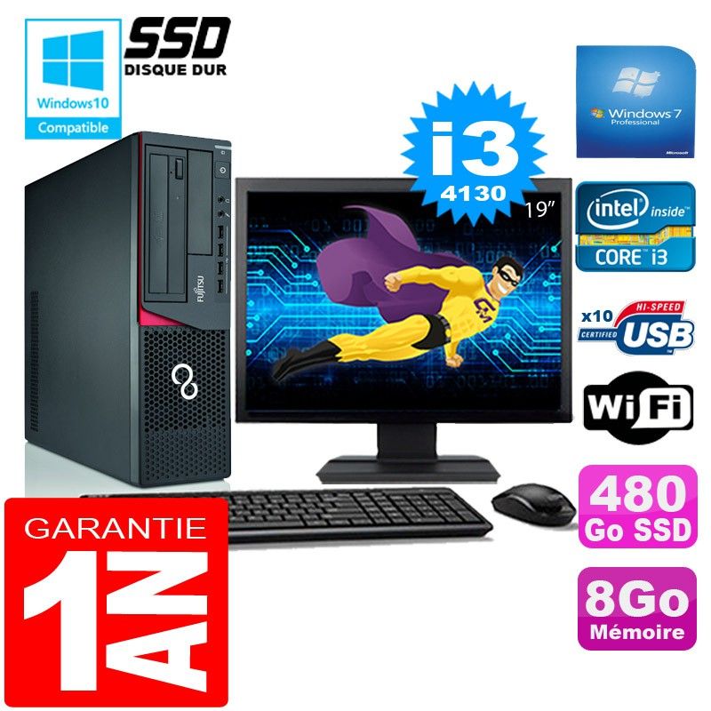Fujitsu Esprimo E720 E85+ SFF PC - Intel Core i3-4130, 8GB RAM, 480GB SSD, WiFi, Windows 7 Pro