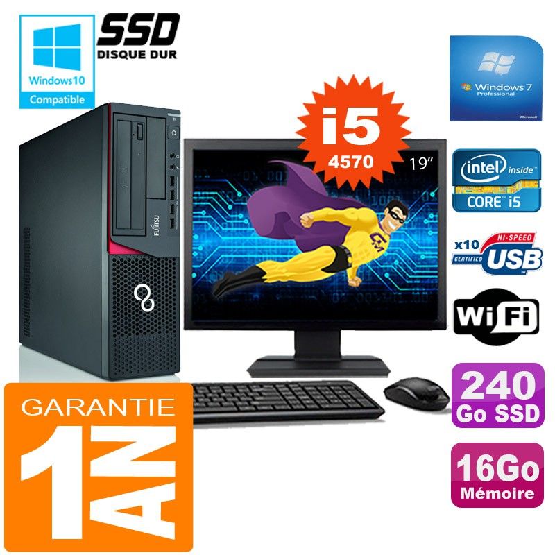 Fujitsu Esprimo E720 E85+ SFF Desktop PC - Intel Core i5-4570, 16GB RAM, 240GB SSD, WiFi, Windows 7 Pro