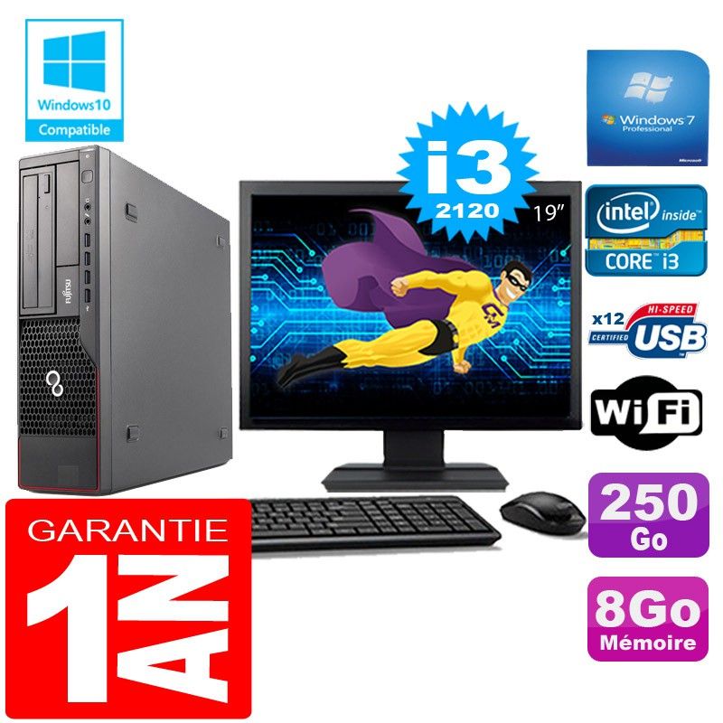 Fujitsu Esprimo E700 E90+ SFF Core i3-2120 8GB 250GB WiFi Windows 7 19" Screen