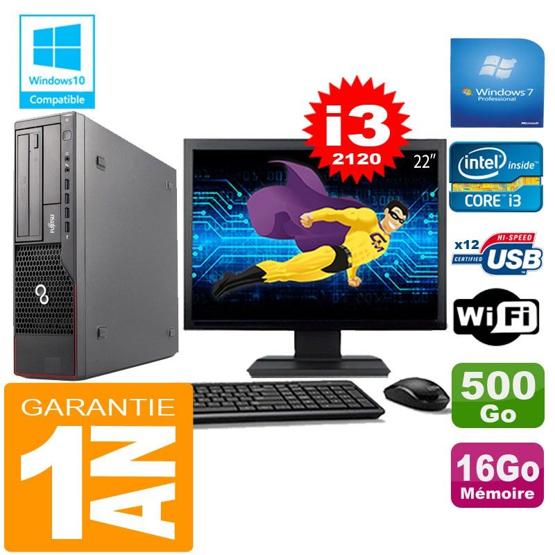 Fujitsu Esprimo E700 E90+ SFF I3-2120 16GB 500GB WiFi W7 22" Screen