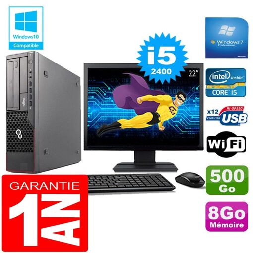 Fujitsu Esprimo E700 E90+ SFF Core i5-2400 8GB 500GB WiFi W7 22" Screen
