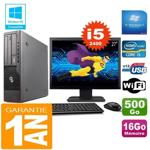 PC Fujitsu Esprimo E700 E90+ SFF con procesador Intel Core i5-2400, 16GB de RAM, 500GB HDD, WiFi