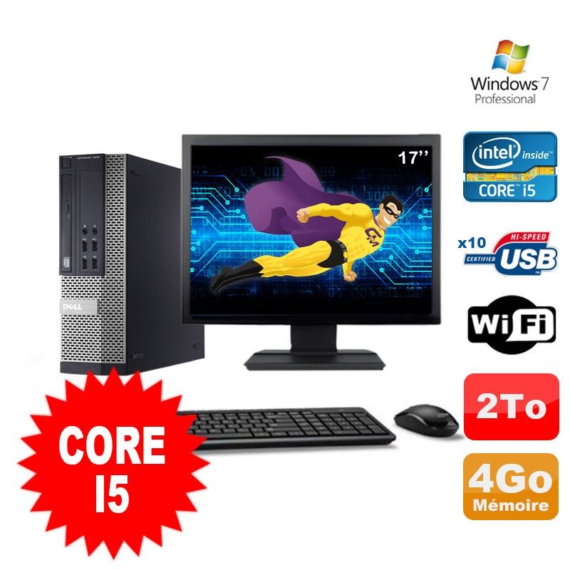 Dell Optiplex 990 SFF Desktop PC - Intel Core i5, 4GB RAM, 2TB HDD, DVD Drive, WiFi, Windows 7 Pro + 17" Monitor