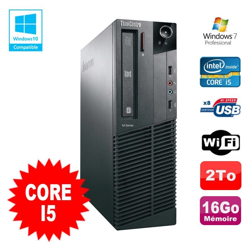 Lenovo ThinkCentre M81 SFF Core i5-2400 16GB 2TB DVD Burner WiFi Windows 7 Pro