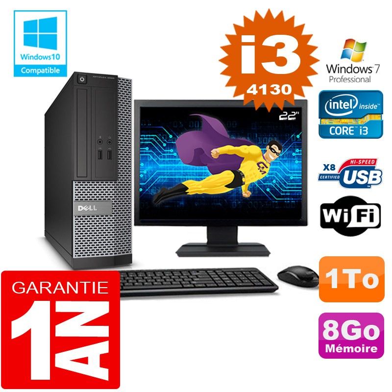 Dell 3020 SFF Desktop - Intel Core i3-4130, 8GB RAM, 1TB HDD, WiFi, Windows 7 Pro
