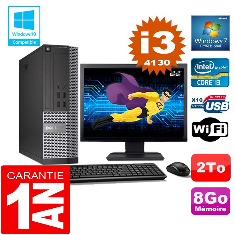 Dell 7020 SFF Desktop - Core i3-4130, 8GB RAM, 2TB HDD, WiFi, Windows 7 Pro
