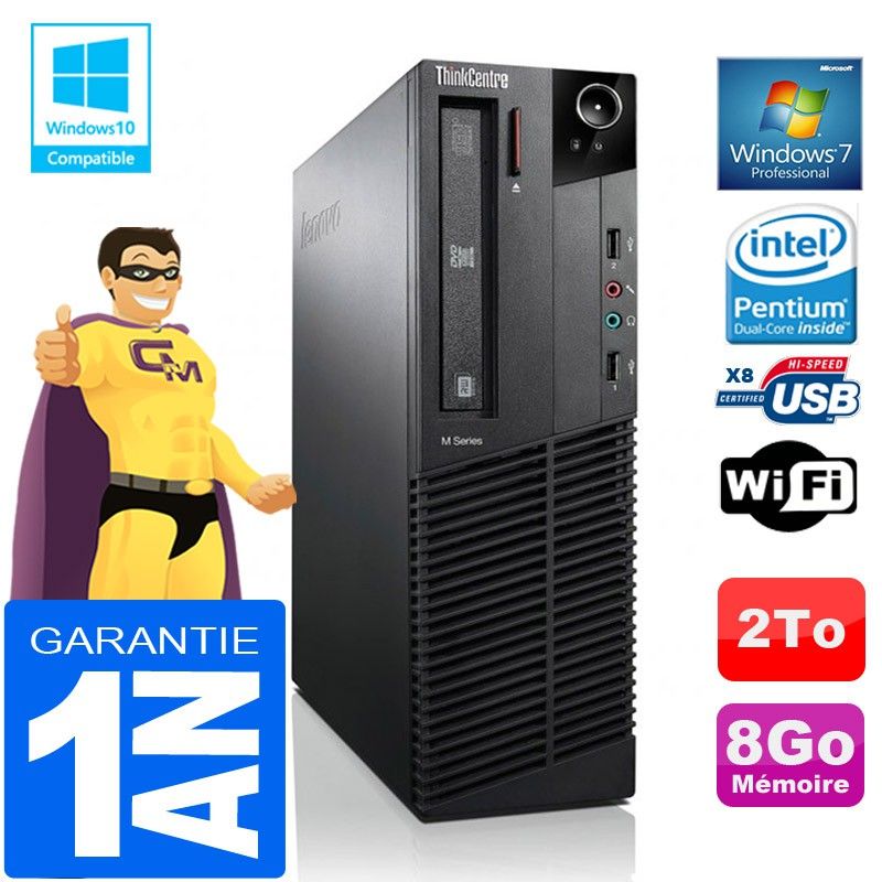 Computadora de escritorio Lenovo M92p SFF - Procesador Intel Pentium G630, 8GB de RAM, 2TB HDD, unidad de DVD, WiFi, Windows 7 Pro