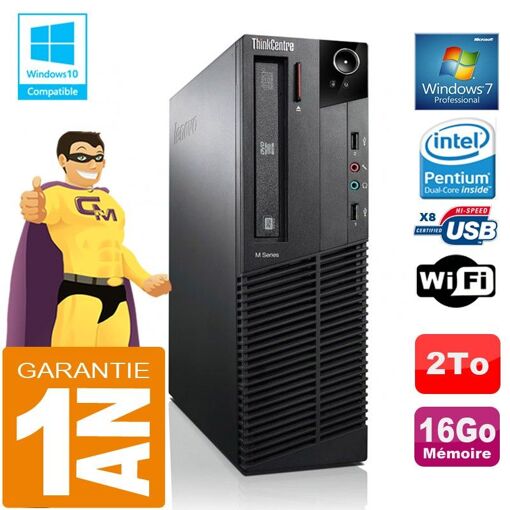 Lenovo M92p SFF Desktop Computer - Intel Pentium G630, 16GB RAM, 2TB HDD, DVD Burner, WiFi, Windows 7 Pro