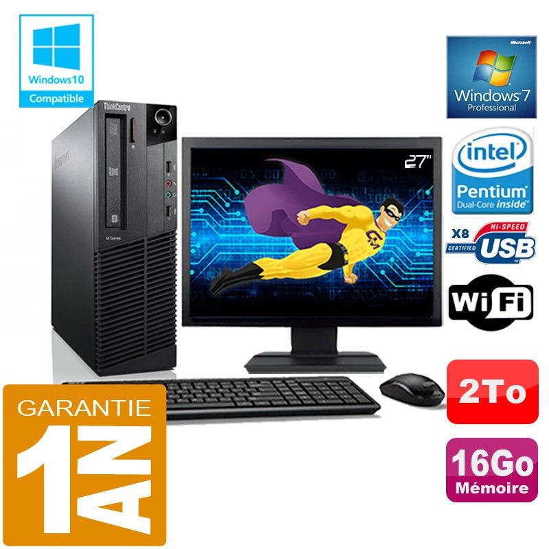 Lenovo M92p SFF Desktop Computer - Intel Pentium G630, 16GB RAM, 2TB HDD, WiFi, Windows 7 Pro