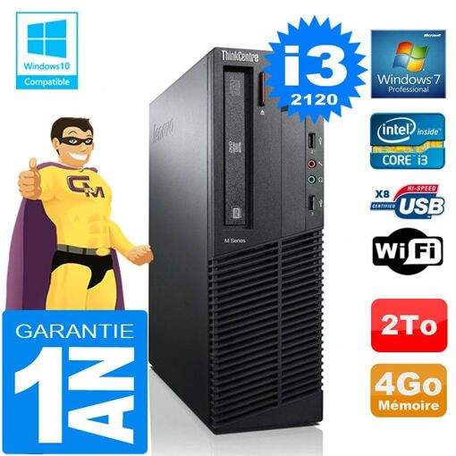 Lenovo M92p SFF Core i3-2120 4GB RAM 2TB HDD Gravador de DVD WiFi Windows 7