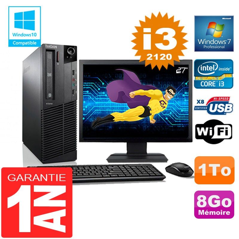 Lenovo M92p SFF Core i3-2120 8GB RAM 1TB HDD WiFi Windows 7 Pro Computer