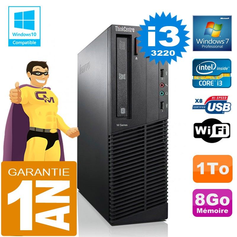 Lenovo M92p SFF Core i3-3220 8GB RAM 1TB HDD DVD Writer WiFi Windows 7 Pro
