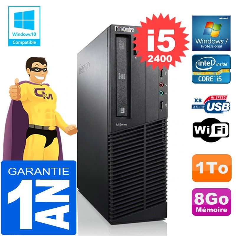 Lenovo M92p SFF Core i5-2400 8GB RAM 1TB HDD DVD Writer WiFi Windows 7 Pro