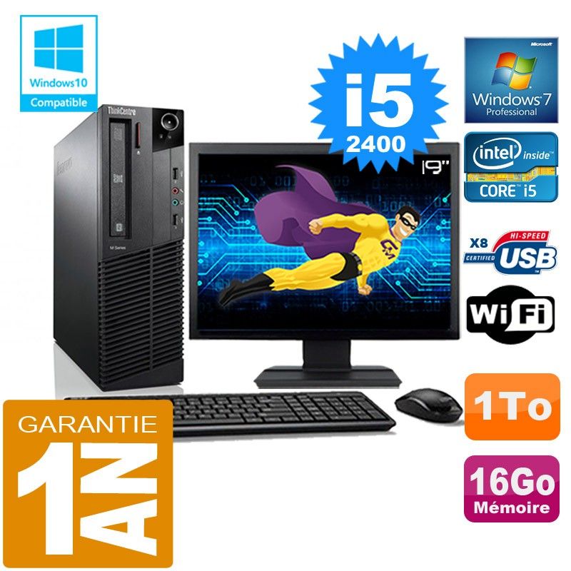 Lenovo M92p SFF Core i5-2400 16GB RAM 1TB HDD WiFi Windows 7 Pro PC