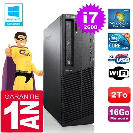 Lenovo M92p SFF Core i7-2600 16GB RAM 2TB Hard Drive DVD Burner WiFi Windows 7 PC
