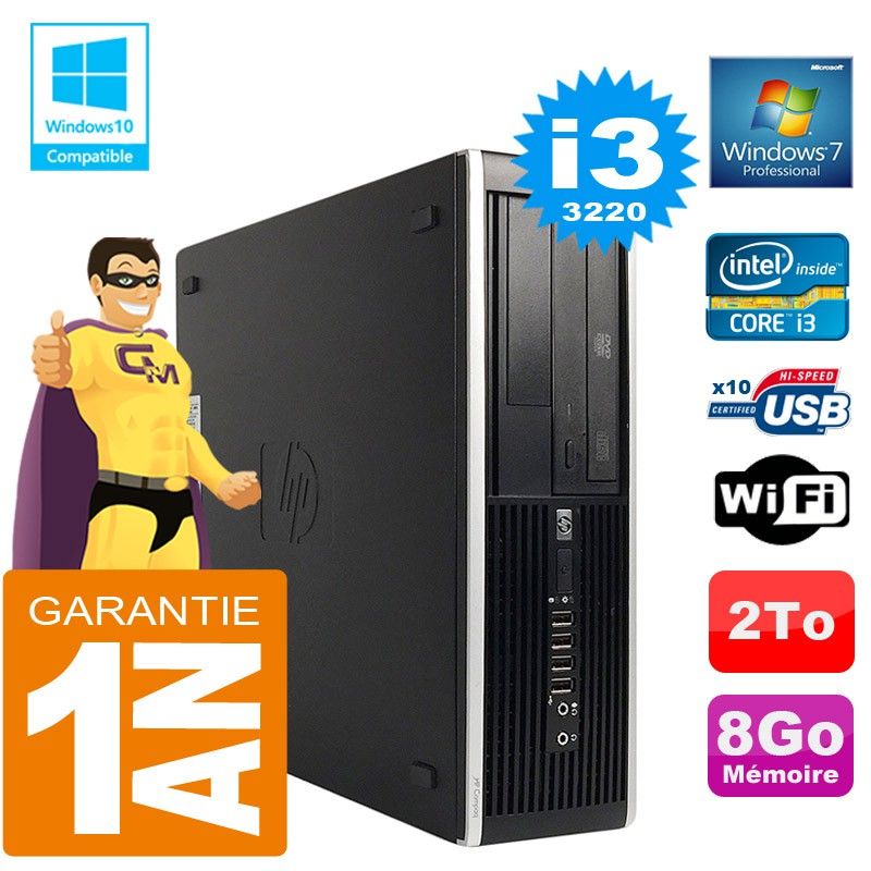 HP Compaq 8300 SFF Desktop PC - Core i3, 8GB RAM, 2TB Hard Drive, DVD Writer, WiFi