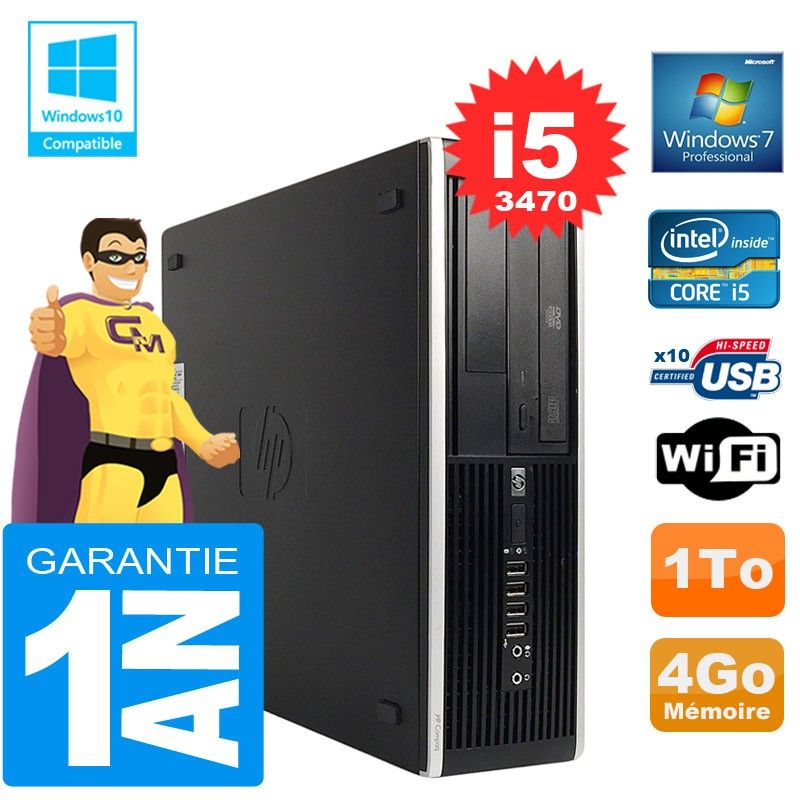 HP Compaq Elite 8300 SFF Desktop PC - Core i5, 4GB RAM, 1TB HDD, DVD Burner, WiFi, Windows 7 Pro