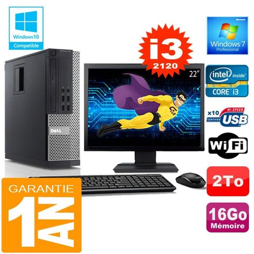 PC Dell 990 SFF con procesador Intel® Core i3-2120, 16GB de RAM, disco duro de 2TB, WiFi, Windows 7 Pro