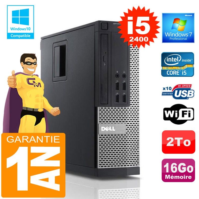 Dell 990 SFF Desktop - Core i5-2400, 16GB RAM, 2TB HDD, WiFi, Windows 7 Pro