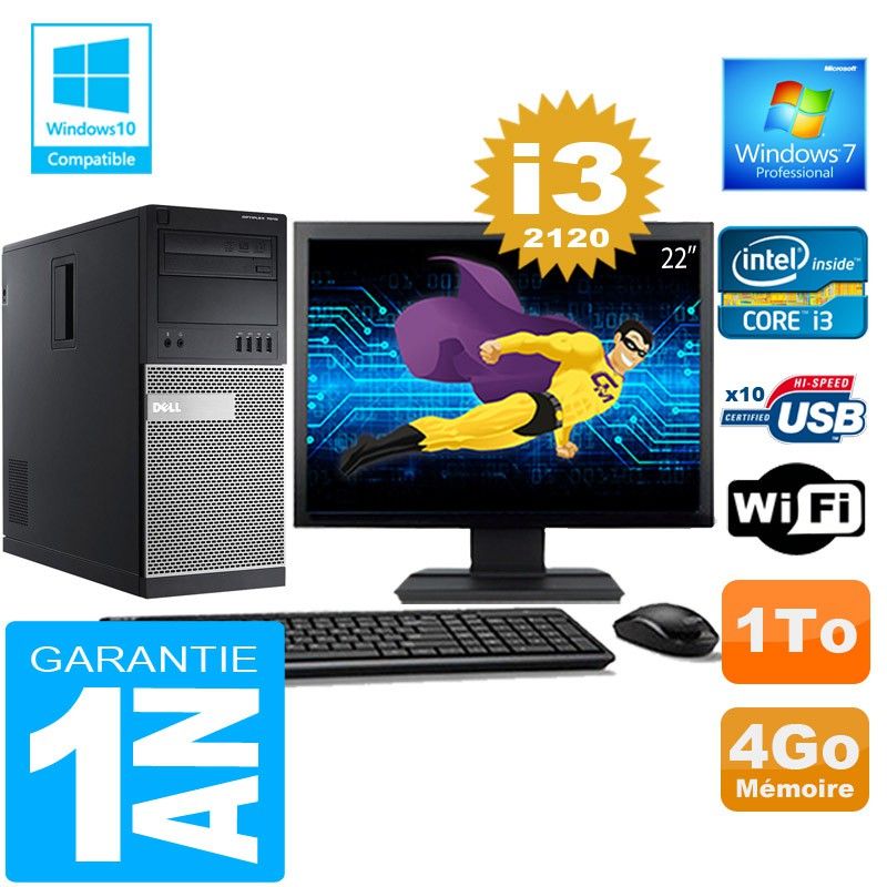 Dell 7010 MT Desktop - Core i3-2120, 4GB RAM, 1TB HDD, WiFi, Windows 7 Pro