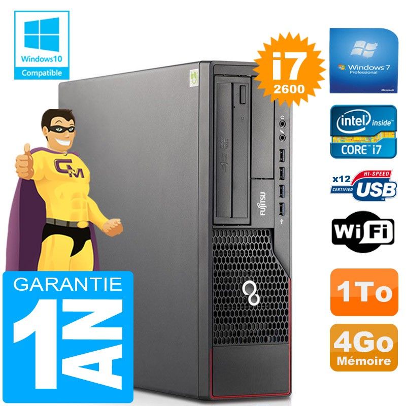 Fujitsu Esprimo E700 E90+ SFF Core i7-2600 4GB RAM 1TB HDD WiFi Windows 7 PC