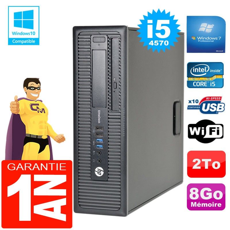 HP EliteDesk 800 G1 SFF Core i5-4570 8GB 2TB DVD Writer WiFi Windows 7