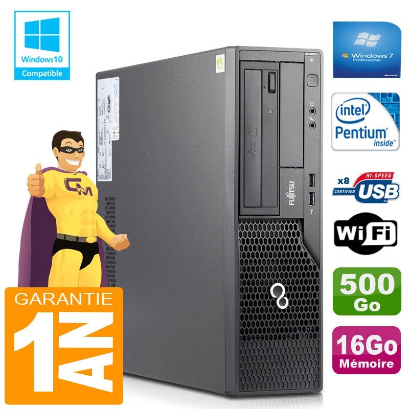 Fujitsu Esprimo E500 E85+ SFF Desktop PC - Intel G640, 16GB RAM, 500GB HDD, WiFi, Windows 7 Pro