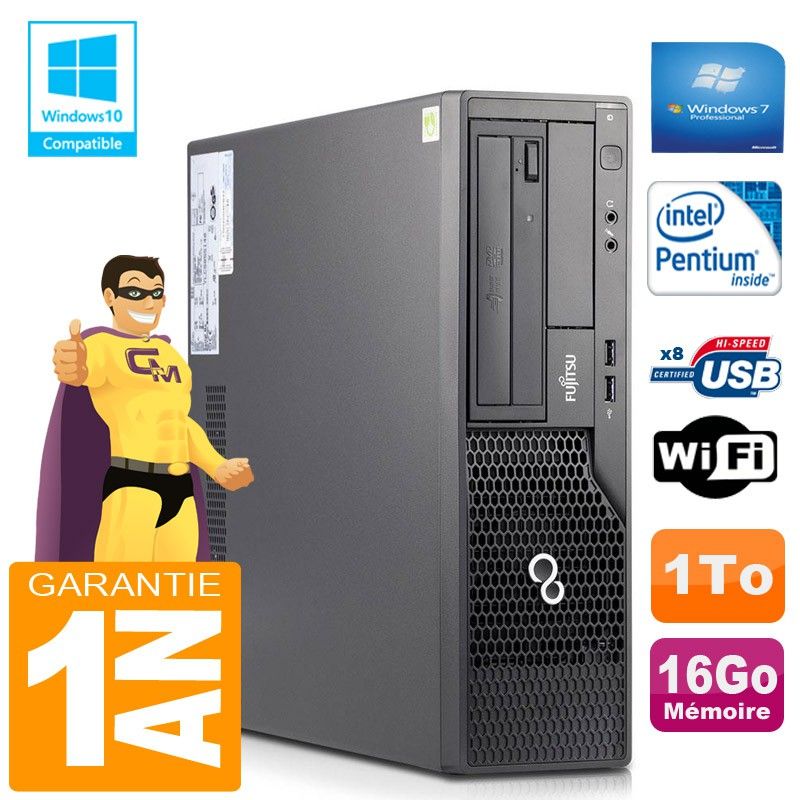 Fujitsu Esprimo E500 E85+ SFF Computer - Intel G640, 16GB RAM, 1TB HDD, WiFi, Windows 7 Pro