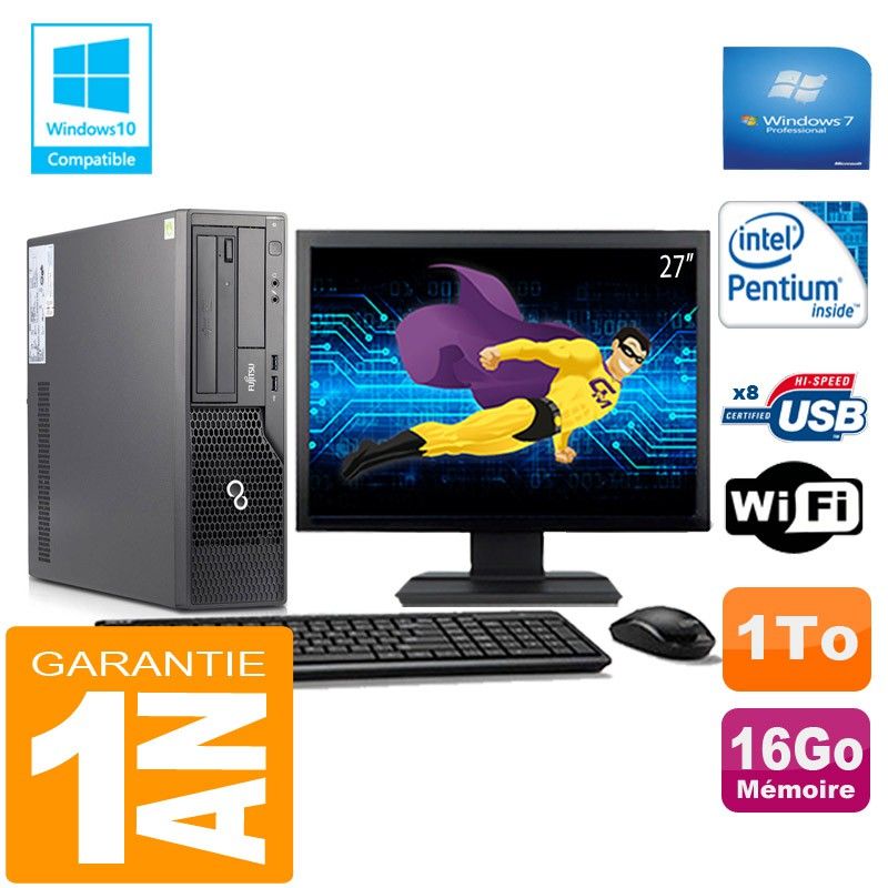 Fujitsu Esprimo E500 E85+ SFF PC - Intel G640 2.8GHz, 16GB RAM, 1TB HDD, WiFi, Windows 7 Pro