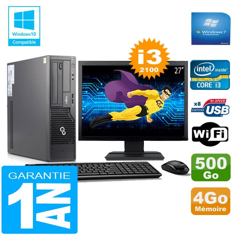 Fujitsu Esprimo E500 E85+ SFF Desktop PC - i3-2100, 4GB RAM, 500GB HDD, WiFi, Windows 7 Pro