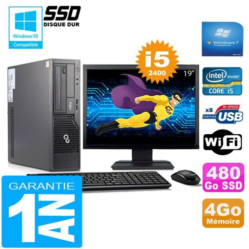 Fujitsu Esprimo E500 E85+ SFF Desktop PC - Core i5-2400, 4GB RAM, 480GB SSD, WiFi, Windows 7 Pro