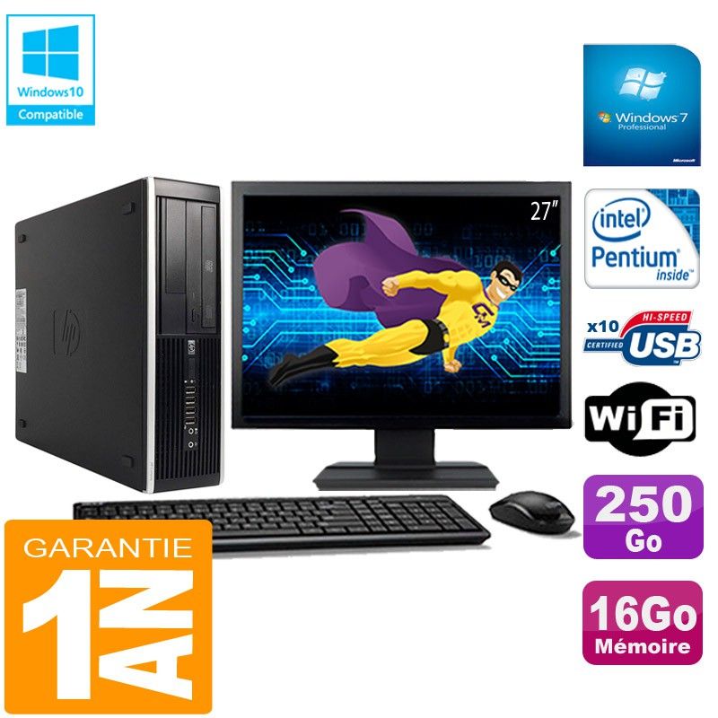 HP Compaq Pro 6300 SFF Desktop PC - Intel Pentium G630, 16GB RAM, 250GB HDD, DVD Burner, WiFi, Windows 7 Pro