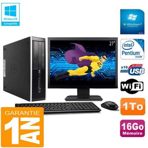 PC de escritorio HP Compaq Pro 6300 SFF - Procesador Intel Pentium G630, 16 GB de RAM, 1 TB HDD, Grabadora de DVD, WiFi, Windows 7 Profesional