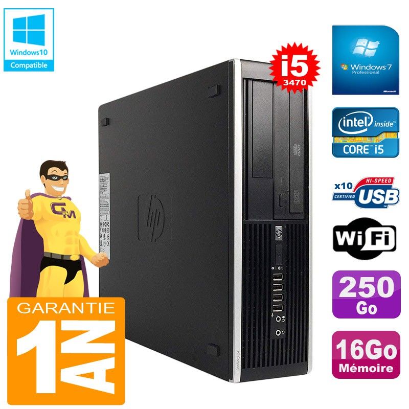 HP Compaq Pro 6300 SFF Desktop PC - Intel Core i5-3470, 16GB RAM, 250GB HDD, DVD Burner, WiFi, Windows 7 Pro