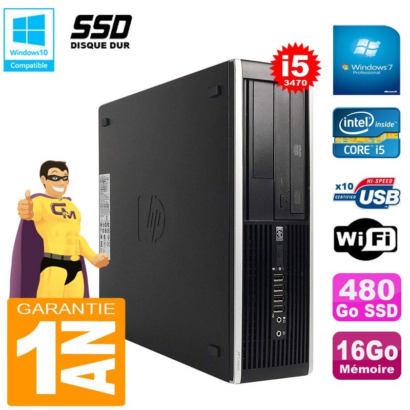 HP Compaq Pro 6300 SFF Desktop PC - Intel Core i5-3470, 16GB RAM, 480GB SSD, DVD Writer, WiFi, Windows 7 Pro