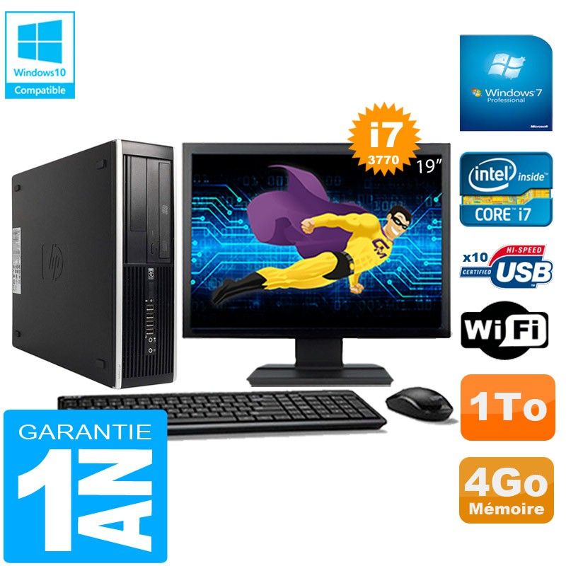 HP Compaq Pro 6300 SFF Desktop PC - Intel Core i7-3770, 4GB RAM, 1TB HDD, DVD Burner, WiFi, Windows 7 Pro