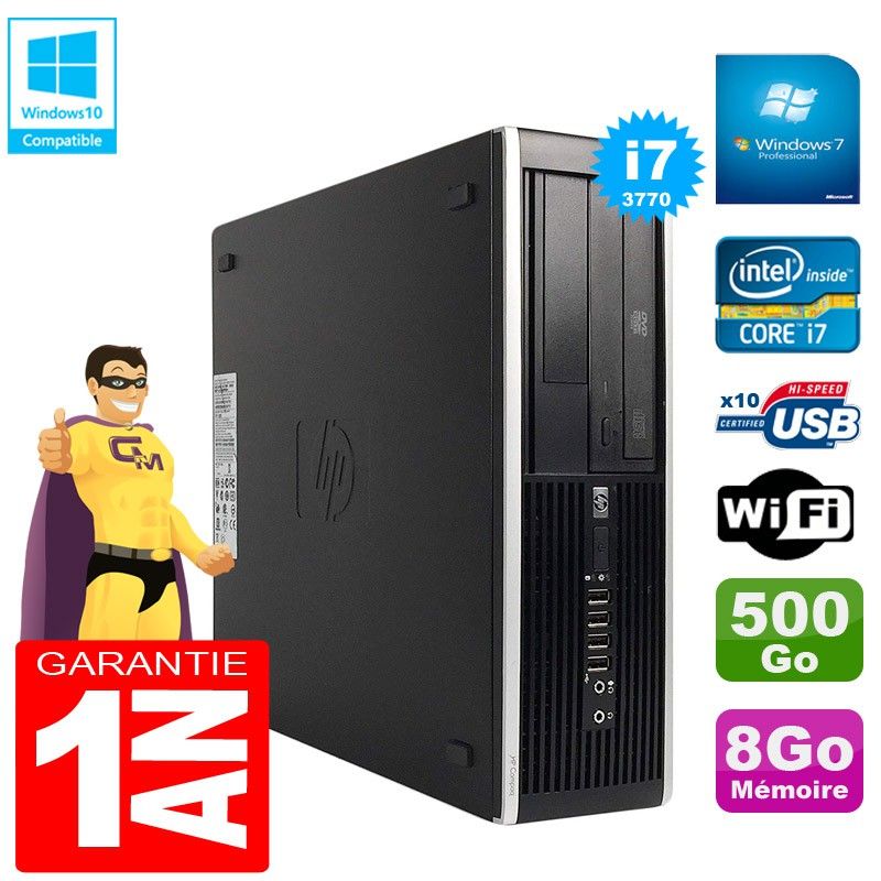 HP Compaq Pro 6300 SFF Desktop PC - Intel Core i7-3770, 8GB RAM, 500GB HDD, DVD Drive, WiFi, Windows 7 Pro