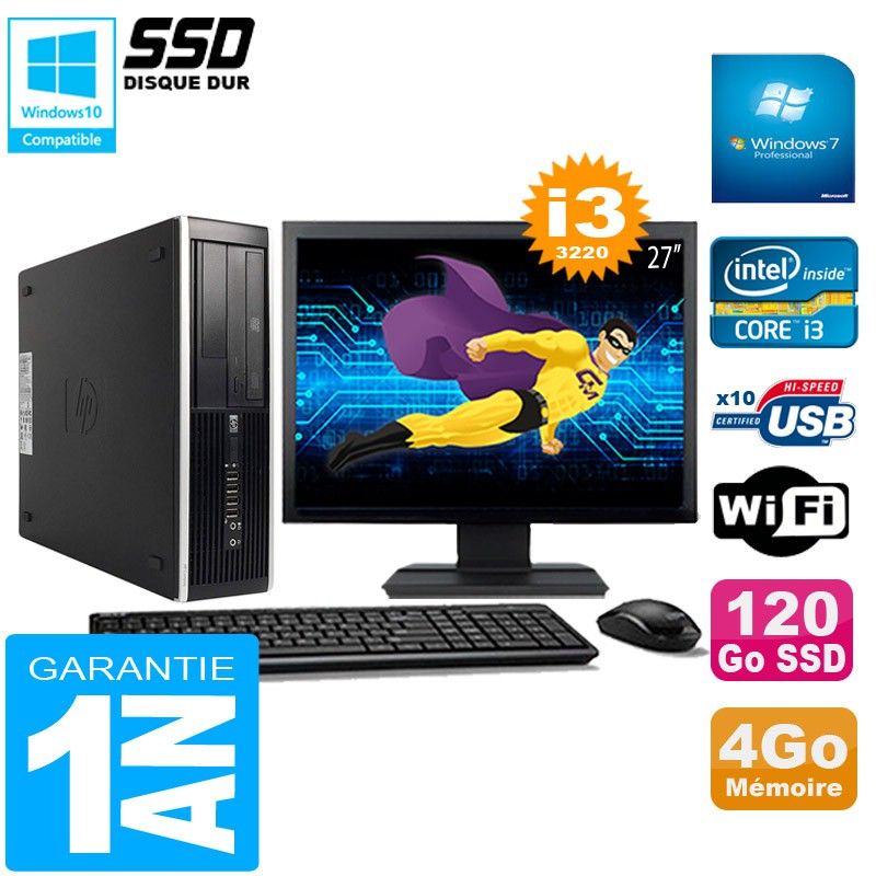 HP Compaq Pro 6300 SFF Desktop PC - Intel Core i3-3220, 4GB RAM, 120GB SSD, DVD Drive, WiFi, Windows 7 Pro