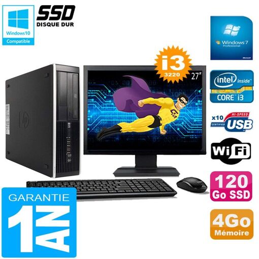 PC de escritorio HP Compaq Pro 6300 SFF - Procesador Intel Core i3-3220, 4GB RAM, 120GB SSD, Unidad de DVD, WiFi, Windows 7 Pro