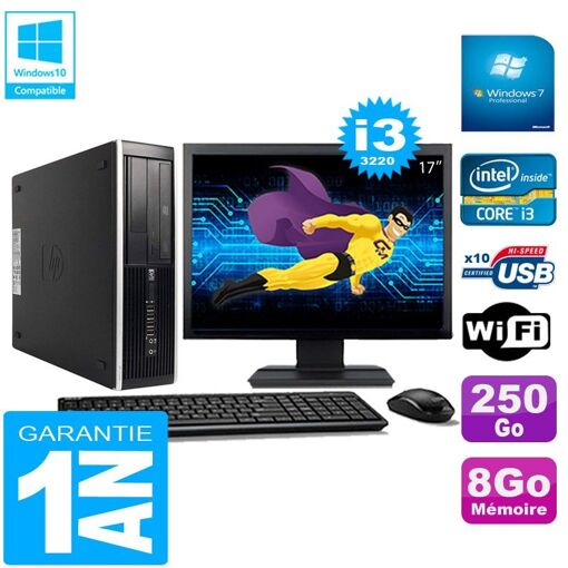 PC de escritorio HP Compaq Pro 6300 SFF - Procesador Intel Core i3-3220, 8 GB de RAM, disco duro de 250 GB, unidad de CD/DVD, WiFi, Windows 7 Profesional