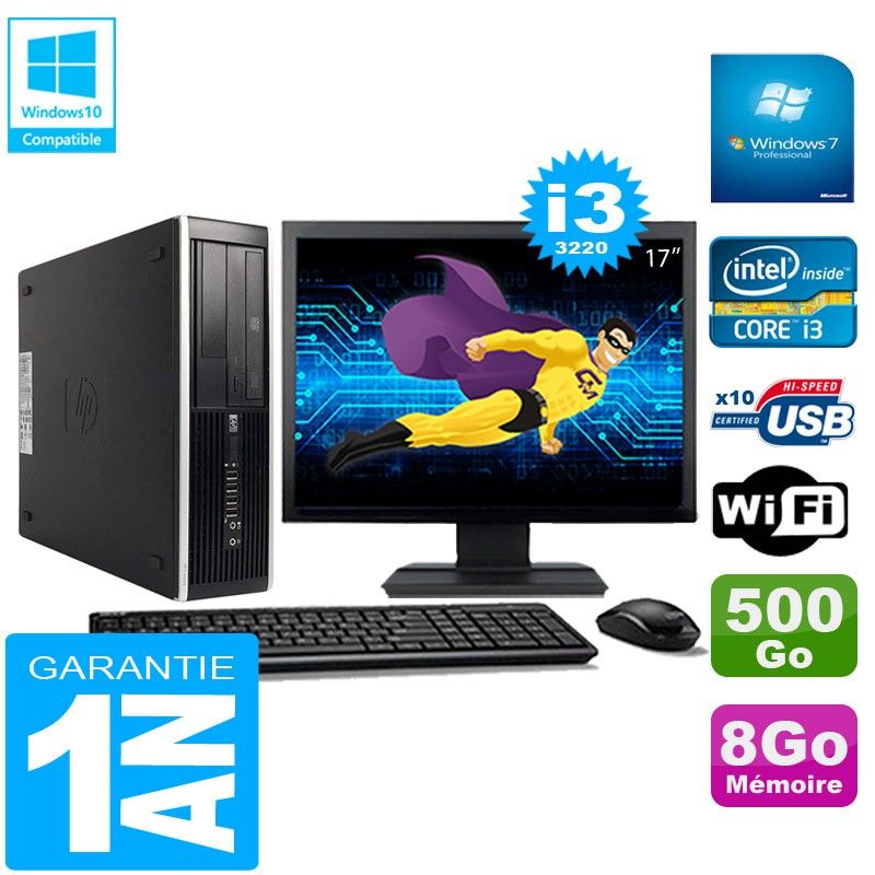 HP Compaq Pro 6300 SFF Desktop PC - Intel Core i3-3220, 8GB RAM, 500GB HDD, DVD Burner, WiFi, Windows 7 Pro
