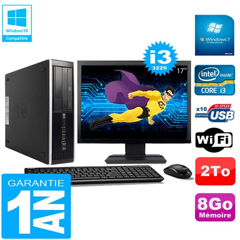 HP Compaq Pro 6300 SFF Desktop PC - Intel Core i3-3220, 8GB RAM, 2TB HDD, DVD Drive, WiFi, Windows 7 Pro