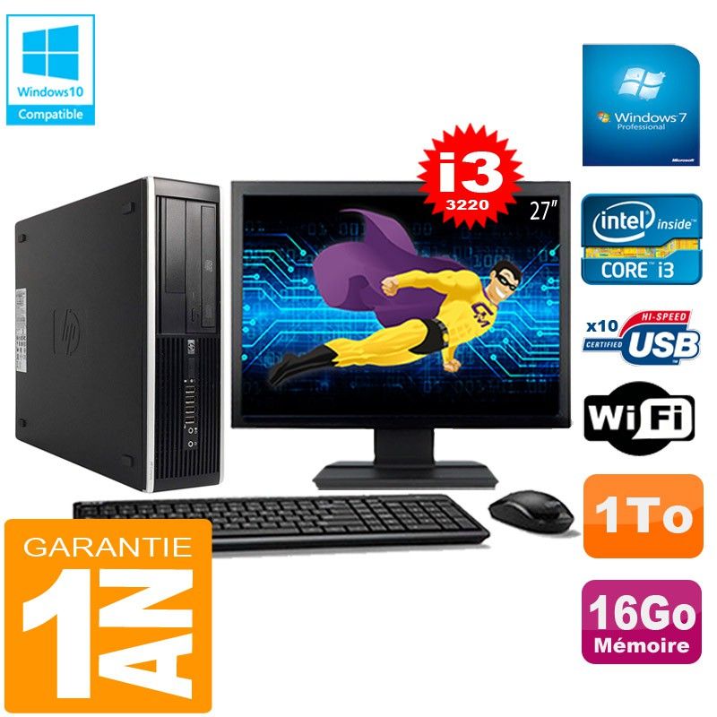 HP Compaq Pro 6300 SFF Desktop PC - Intel Core i3-3220, 16GB RAM, 1TB HDD, DVD Burner, WiFi, Windows 7 Pro