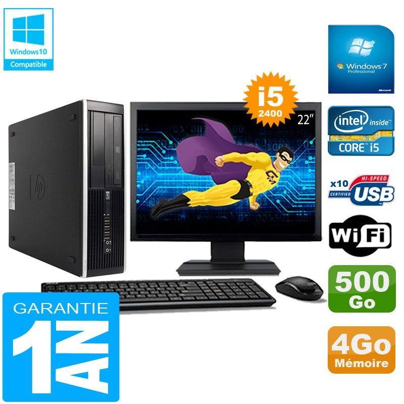 HP Compaq Pro 6300 SFF Desktop PC - Intel Core i5-2400, 4GB RAM, 500GB HDD, DVD Burner, WiFi, Windows 7 Pro