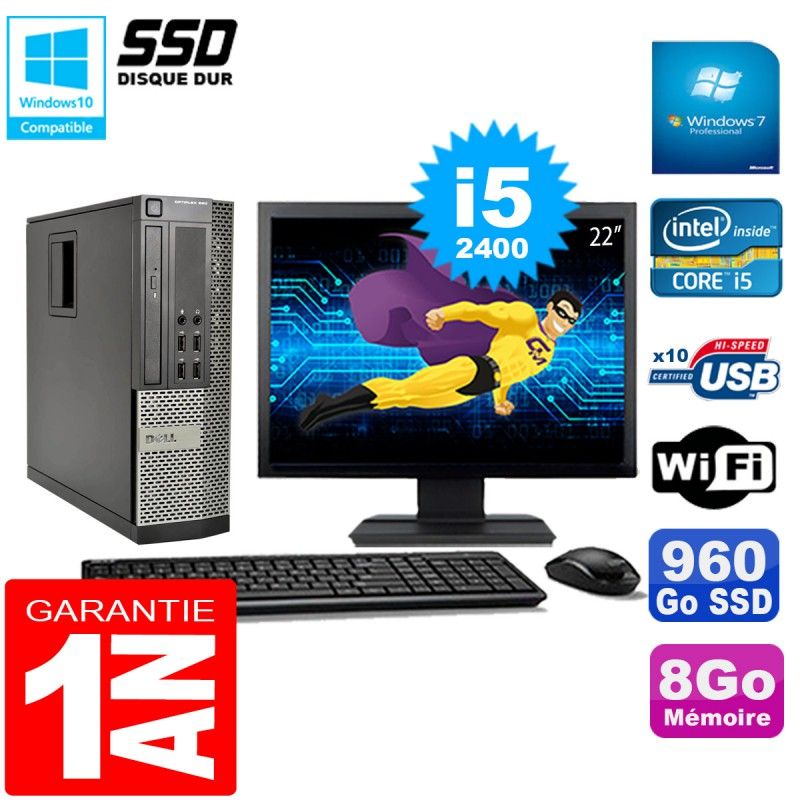 Dell Optiplex 990 SFF Desktop PC - Core i5-2400, 8GB RAM, 120GB SSD, DVD Drive, WiFi, Windows 7 Pro