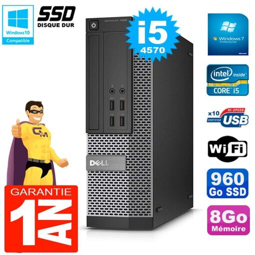 Computadora Dell Optiplex 7020 SFF - Procesador Intel Core i5-4570, 8GB de RAM, 960GB SSD, Unidad DVD, WiFi, Windows 7 Pro