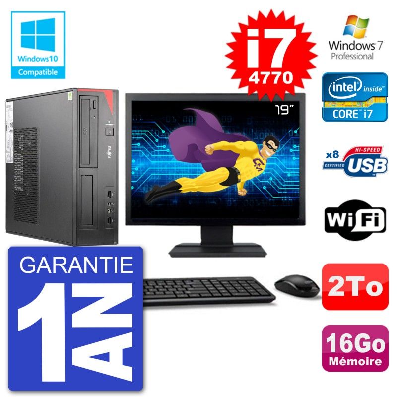 Fujitsu Esprimo E520 DT Desktop PC - 19-inch Screen, i7-4770, 16GB RAM, 2TB Hard Drive, DVD Burner, WiFi