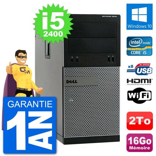 PC de escritorio Dell Optiplex 3010 MT, i5-2400, 16GB RAM, 2TB Disco Duro, HDMI, Windows 10, Wifi