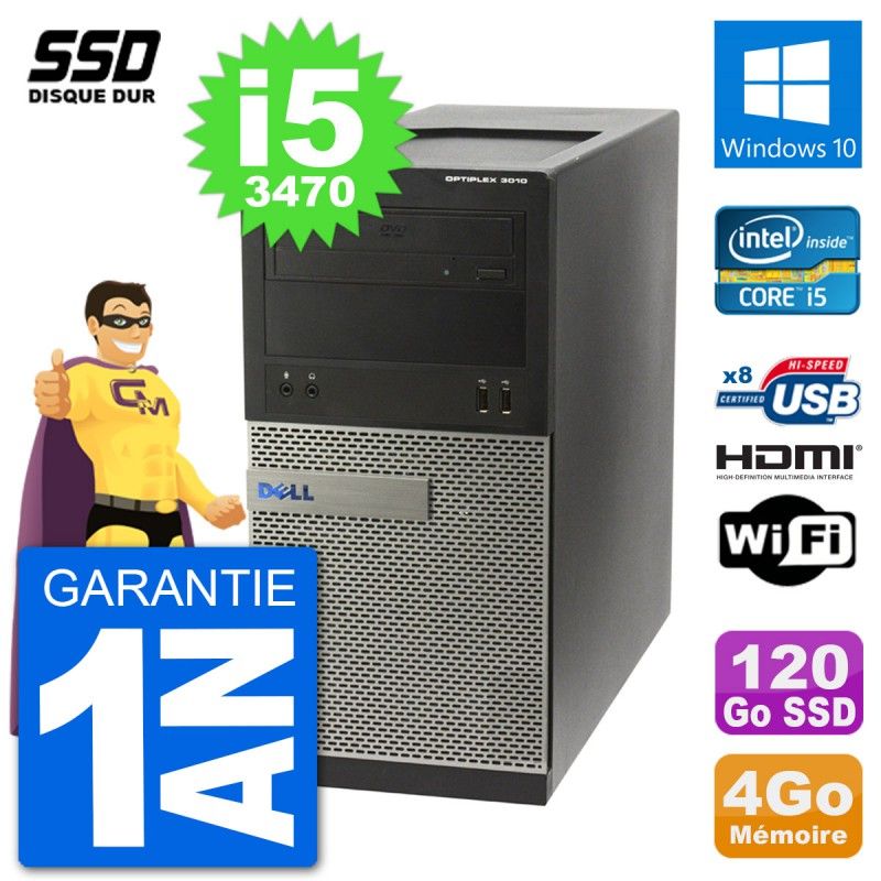 Dell Optiplex 3010 MT Desktop PC i5-3470 4GB RAM 120GB SSD HDMI Windows 10 Wifi